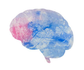 Human brain anatomy watercolor painting. Mental health and neurology concept