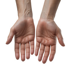 Two open human hands showing palms and fingers with Transparent Background