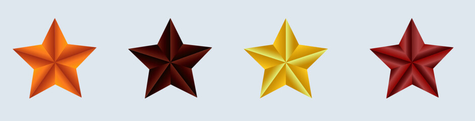 Vector golden 3d stars. Golden realistic stars. Quality shape design.