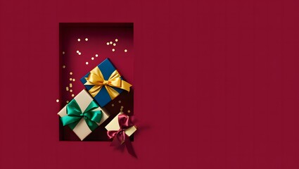 Colorful gift boxes with sparkling background