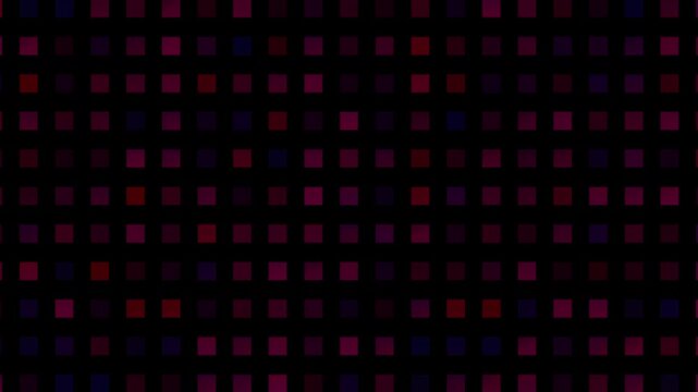 Digital red and purple square grid animation on dark abstract background
