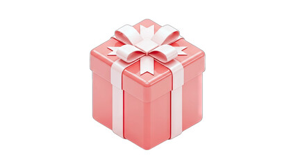 Fototapeta premium Pink Gift Box with White Ribbon and Bow Isolated on White Background