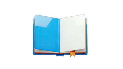 Open Book with Bookmark on White Background