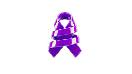 Purple Awareness Ribbon Isolated on White Background