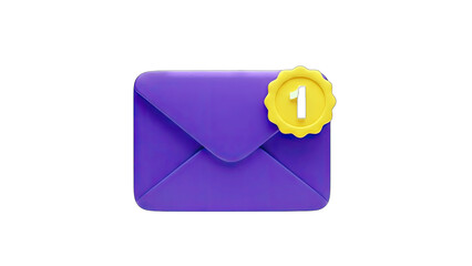Purple Email Envelope with Notification Badge - New Message Concept
