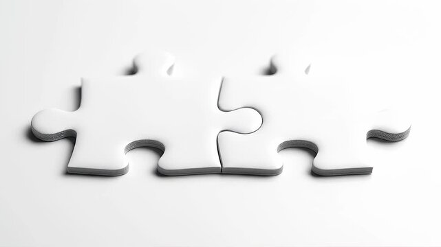 Puzzle Pieces Connecting on Plain Background for Teamwork Theme