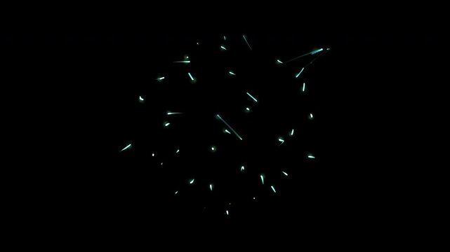 Rotating blue particle formation in circular motion on black background
