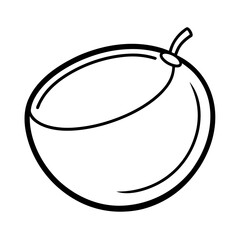 Vector Clip Art Coconut with Black Outline for Web and Graphic Design