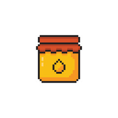 pixel art honey jar 8 bit vector icon for computer game logo