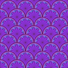 Seamless geometric patterns in shades of deep purple, light purple, and blue.
