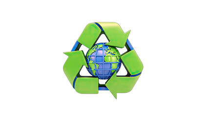 Recycling Symbol with Globe: Environmental Conservation Concept