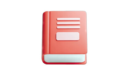Red 3D Book Illustration on White Background