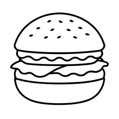 Vector Clip Art Hamburger with Black Outline for Web and Graphic Design