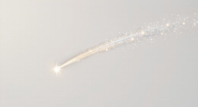 Sparkling shooting star streaking across the sky with glowing trail and shimmering particles