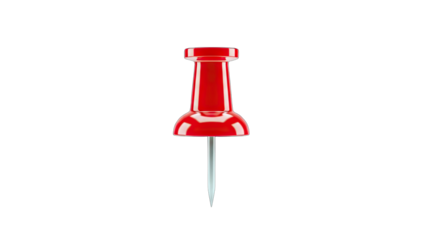 Red Push Pin Isolated on White Background