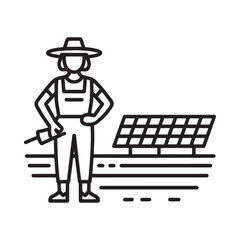 Farmer with solar panels sustainable agriculture and renewable energy solutions