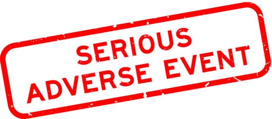 Grunge red serious adverse event word square rubber seal stamp on white background