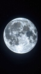 Detailed full moon glowing brightly amidst a star-studded night sky