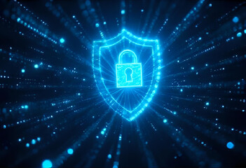 Digital Security Shield Glow Background