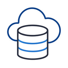A database cylinder with cloud icons representing cloud data storage solutions