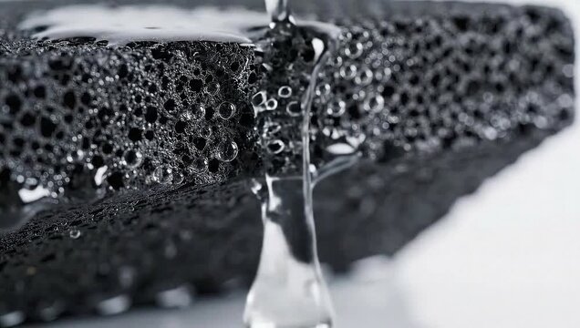 Porous Material and Water Droplets - A Close-Up Look at Absorption.