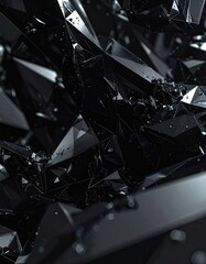 Abstract black crystal formation with sharp, geometric shapes