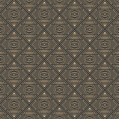 Golden Art Deco Geometric Eye Seamless Background