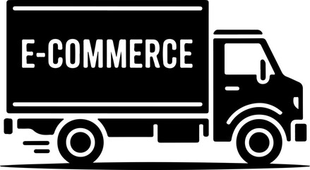 Fast & Free Shipping Delivery Truck silhouette vector illustration