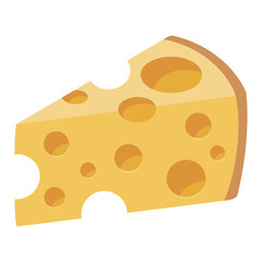 Classic Swiss Cheese Slice Icon, Cheese Slice Icon, Classic Yellow Swiss Cheese Wedge with Holes, vector illustration 