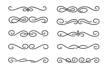Elegant decorative set of vintage style text dividers and ornamental calligraphic flourishes