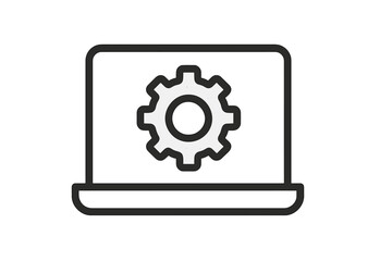 Technical configuration gear wheel icon displayed on a modern notebook device screen