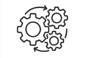 Three rotating gears mechanism symbolizing process, workflow, system integration, and settings