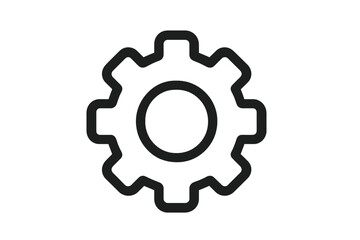 Outline cogwheel symbol for settings, configuration, and mechanical engineering