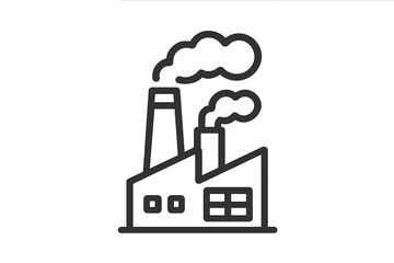 Large industrial factory building with tall smokestacks releasing heavy smoke and environmental pollution