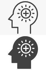 Positive thinking line and solid vector icon set