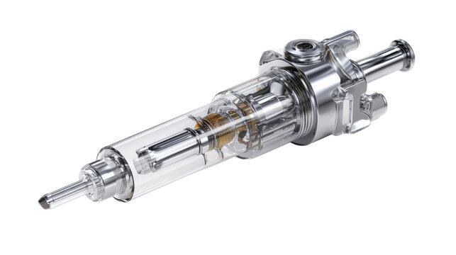 3D engine injector background with crisp edges and natural lighting isolated on a Transparent background, PNG file.