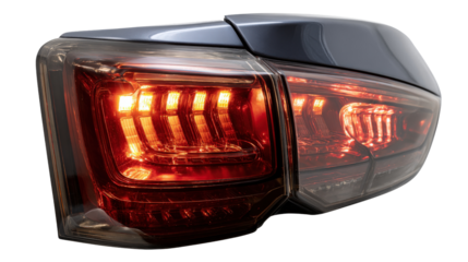 Aftermarket LED tail light in smoke lens finish isolated on a Transparent background, PNG file.