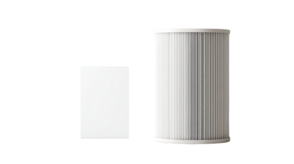 Air filter with label tag mockup space on clean isolated on a Transparent background, PNG file.