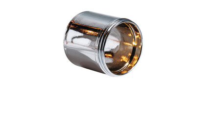 Air oil filter resting on glossy reflective white surface isolated on a Transparent background, PNG file.