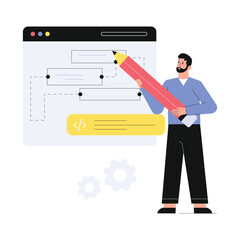 Developer  Vector Flat Illustration EPS 10 File	