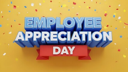 Employee appreciation day illustration of employee appreciation day with confetti on yellow background