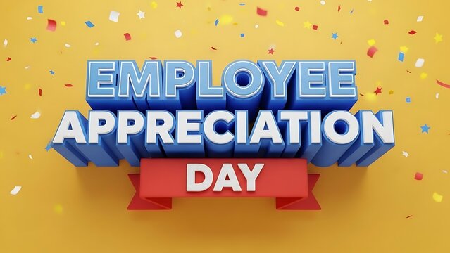 Employee appreciation day illustration of employee appreciation day with confetti on yellow background