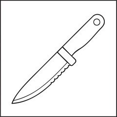 Serrated utility knife outline artwork representing durable outdoor cutting tools ideal for camping use and travel