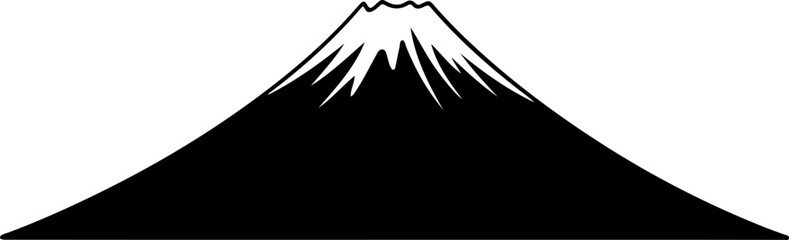 Mount Fuji silhouette with snow peak silhouette vector illustration