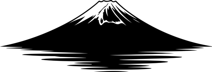 Mount Fuji silhouette with snow peak silhouette vector illustration