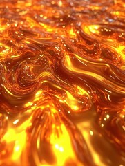 Abstract Flowing Liquid Texture with Warm Orange and Yellow Hues