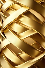 Intricate Patterns of Shiny Golden Ribbons and Decorative Design