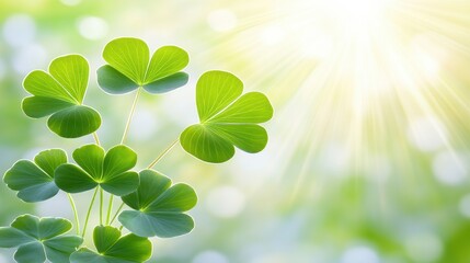 Fresh Green Leaves Against a Bright Soft Focus Background