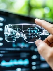 Digital Overlay of Smart Glasses with Futuristic Technology Display