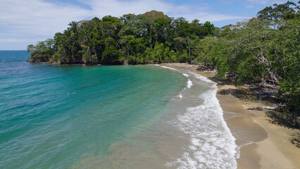 Aerial View of Turquoise Waters and Sandy Beach at Punta Uva, Costa Rica © Travel